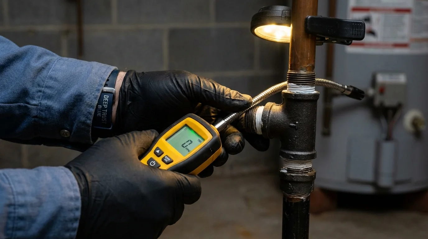 Gas leak detection with electronic sniffer by Johns Plumbing LLC in Smithtown